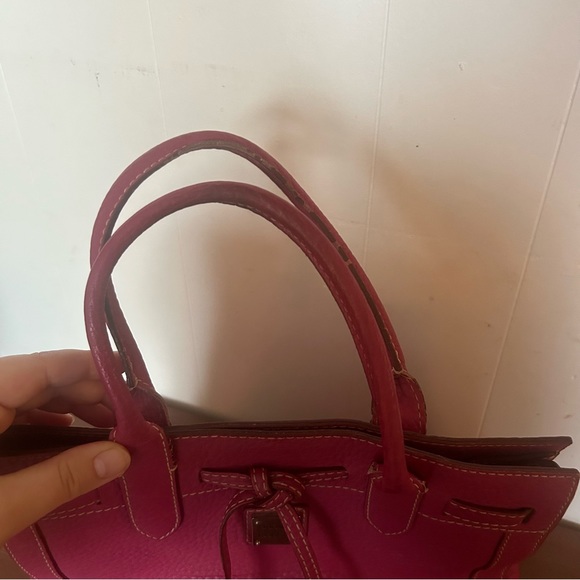 Dooney & Bourke Genuine Pink Pebble Grain Leather Purse Handbag w/ Tassel Detail - Picture 11 of 11